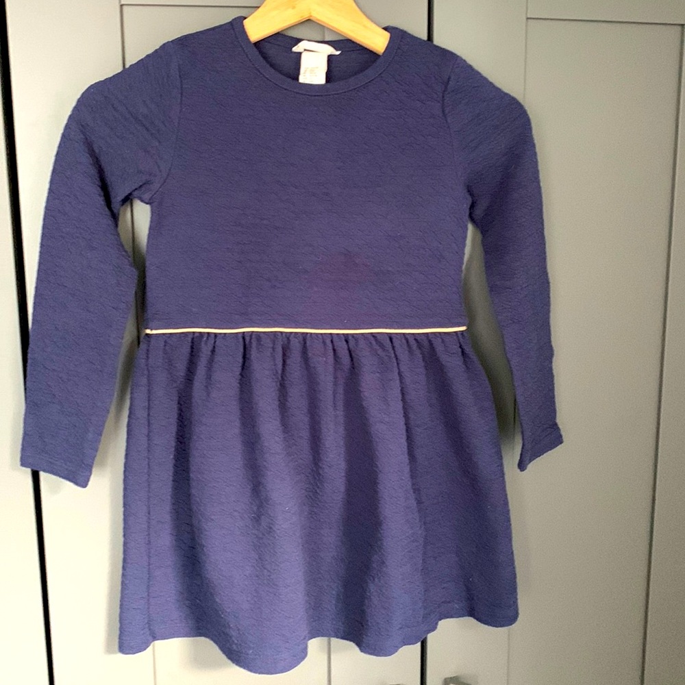 H&M girls basics long sleeve navy blue with gold waist 6X-7